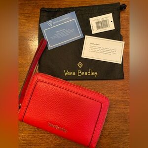 Vera Bradley Vibrant Red Leather Wristlet